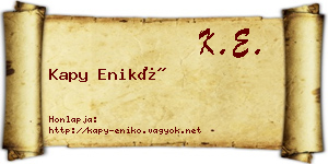 Kapy Enikő névjegykártya